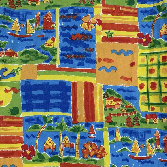 Vtg Coldwater Creek Top Womens L Colorful Tropical Boxy Button Shirt Art to Wear - Picture 7 of 13